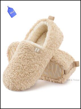 Faux Shearling Closed Back Indoor House Slippers Memory Foam